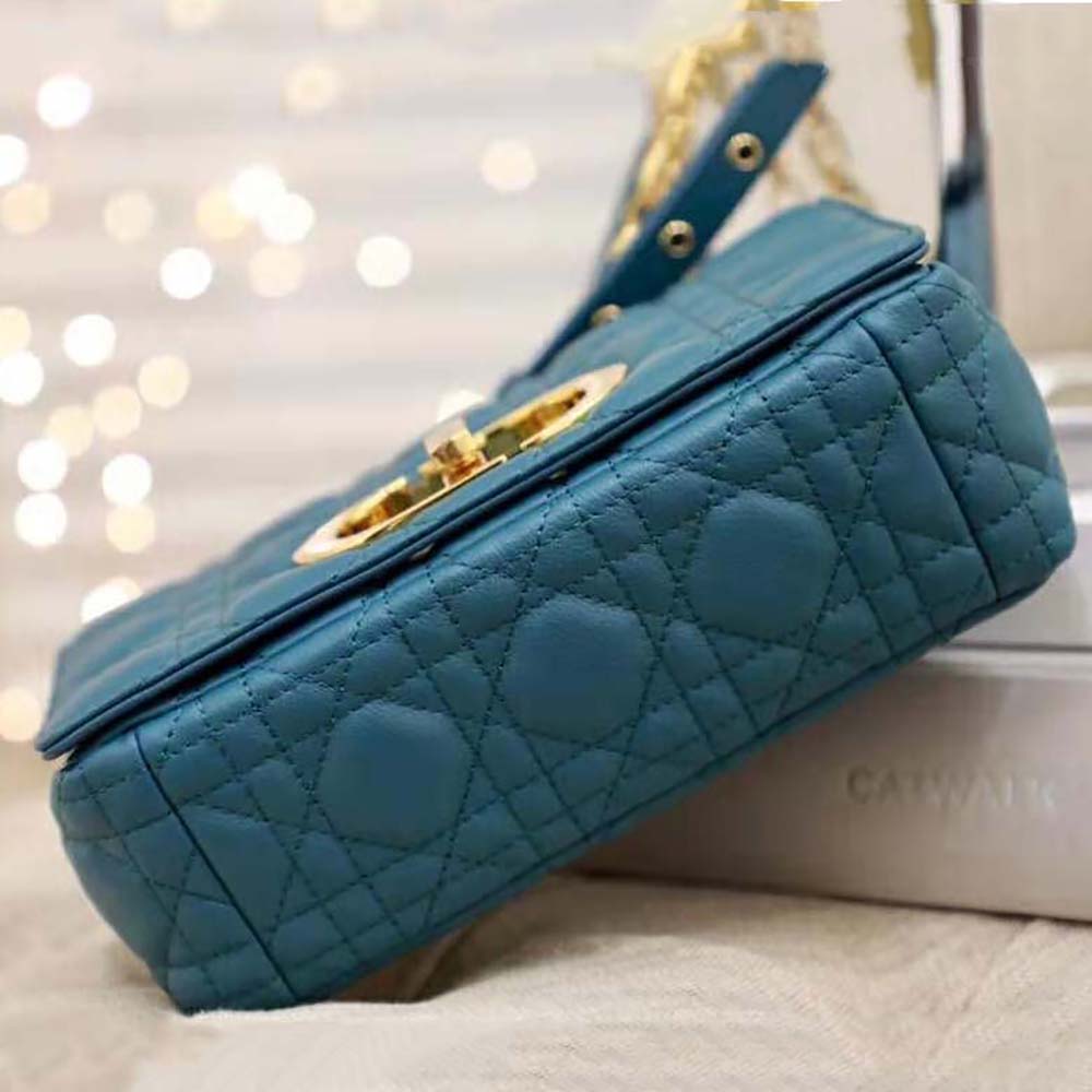 Dior Women Small Dior Caro Bag Supple Cannage Calfskin-Blue - image 7