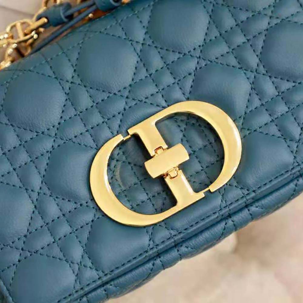 Dior Women Small Dior Caro Bag Supple Cannage Calfskin-Blue - image 9