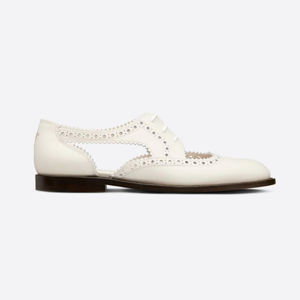 Side view of Dior Women Teddy-d Derby White Perforated Calfskin shoe
