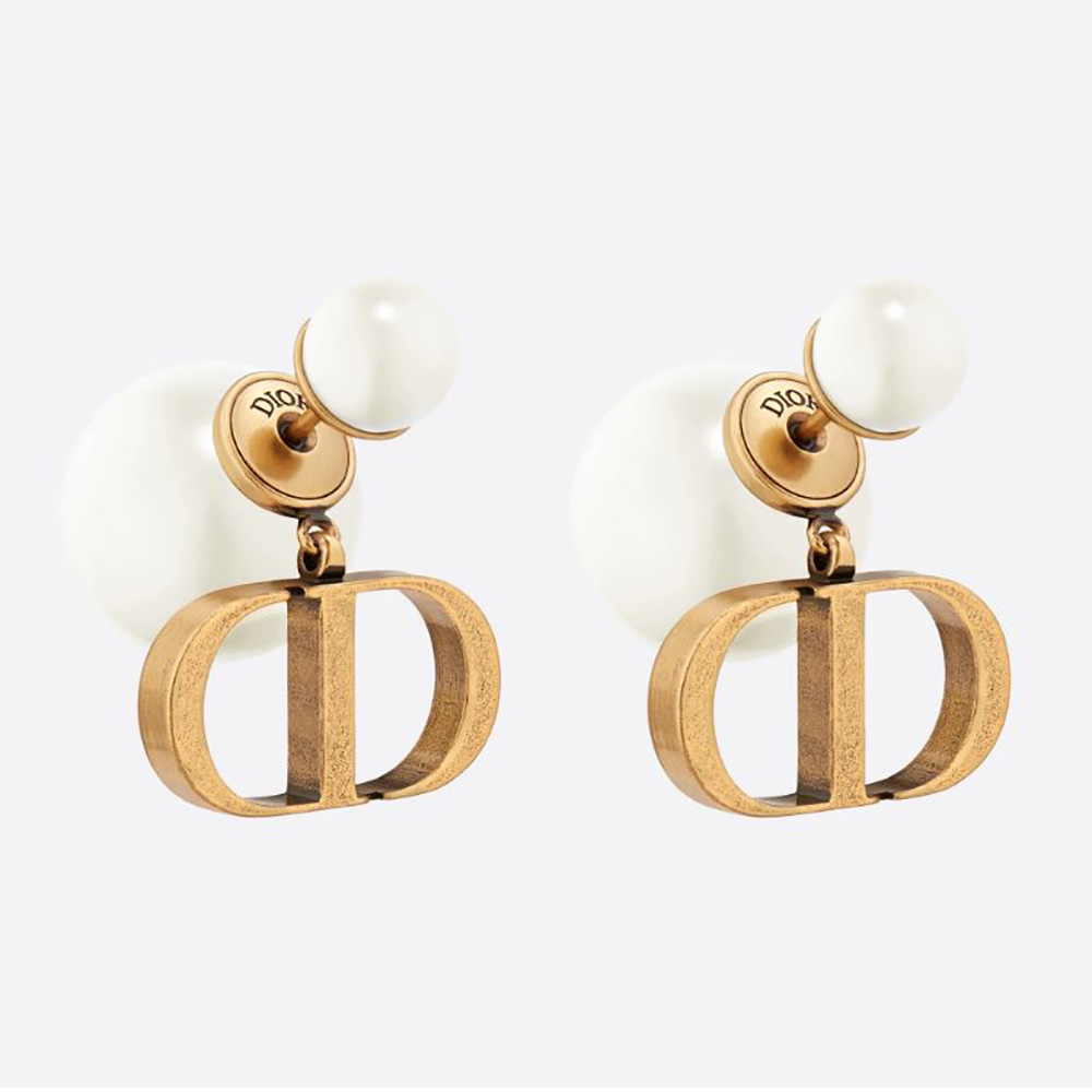 Front view of Dior Women Tribales Earrings Antique Gold-Finish Metal