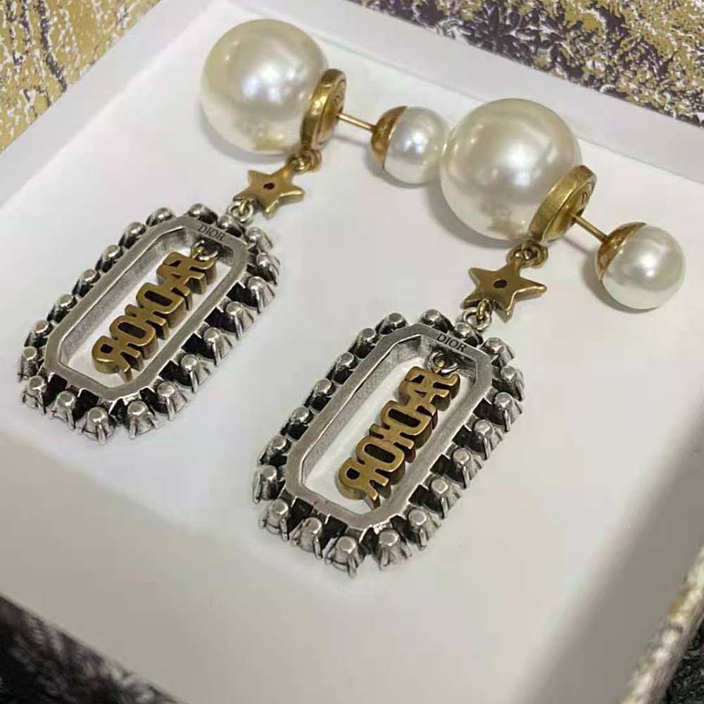Dior Women Tribales Earrings Antique Gold and Palladium-Finish Metal - image 4
