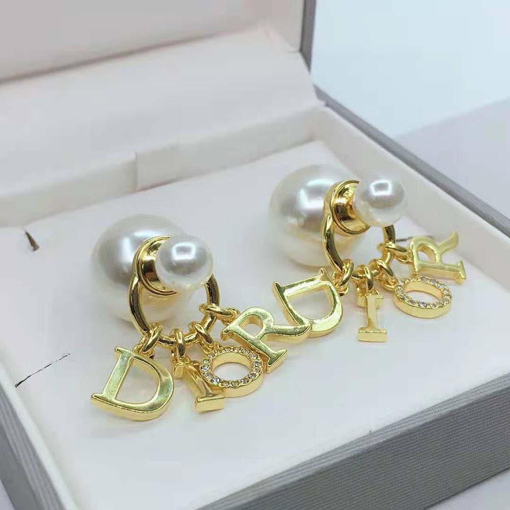 Dior Women Tribales Earrings Gold-Finish Metal White Crystals - image 6
