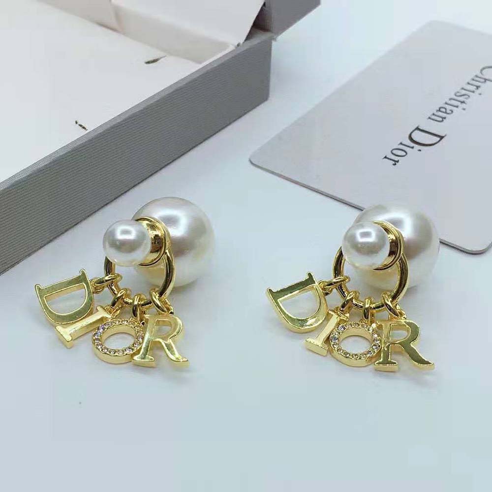 Dior Women Tribales Earrings Gold-Finish Metal White Crystals - image 5