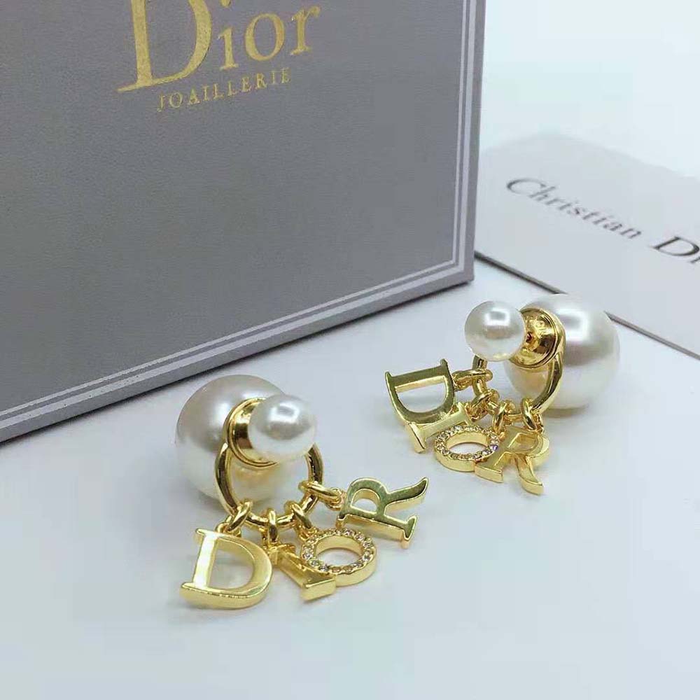 Dior Women Tribales Earrings Gold-Finish Metal White Crystals - image 4