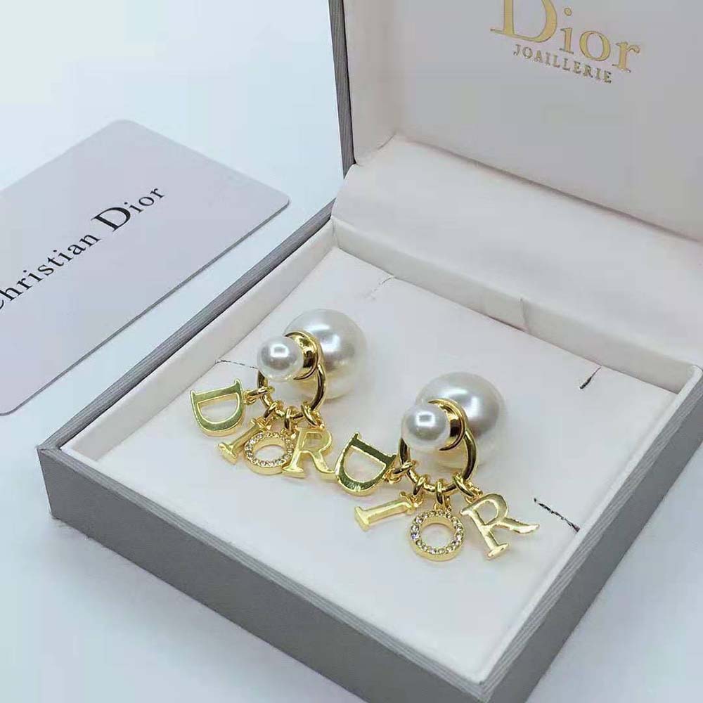 Side profile showing butterfly closure on Dior Women Tribales Earrings
