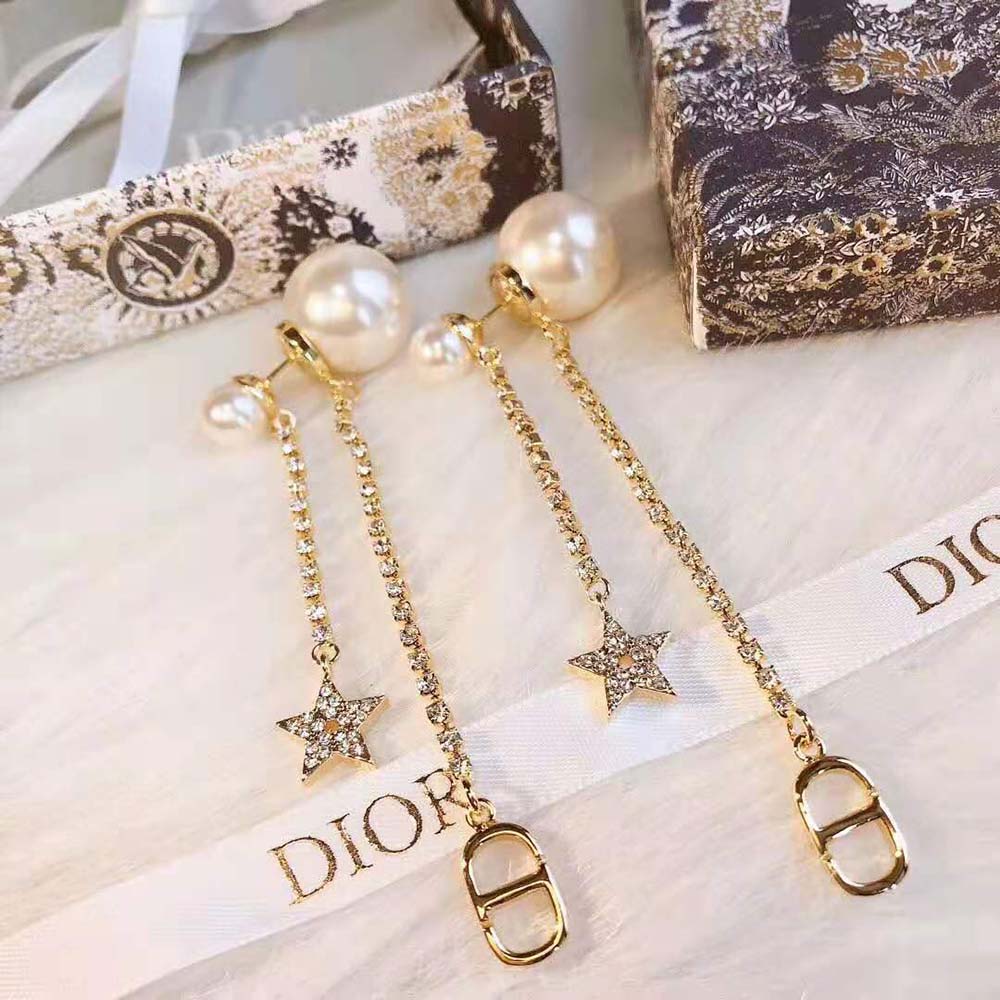 Dior Women Tribales Earrings Gold-Finish Metal White Resin Pearls - image 7