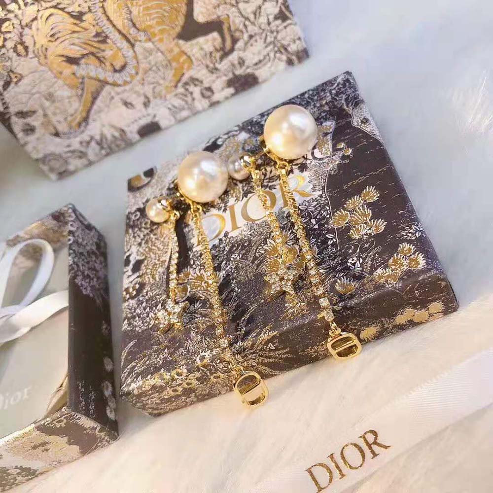 Dior Women Tribales Earrings Gold-Finish Metal White Resin Pearls - image 6