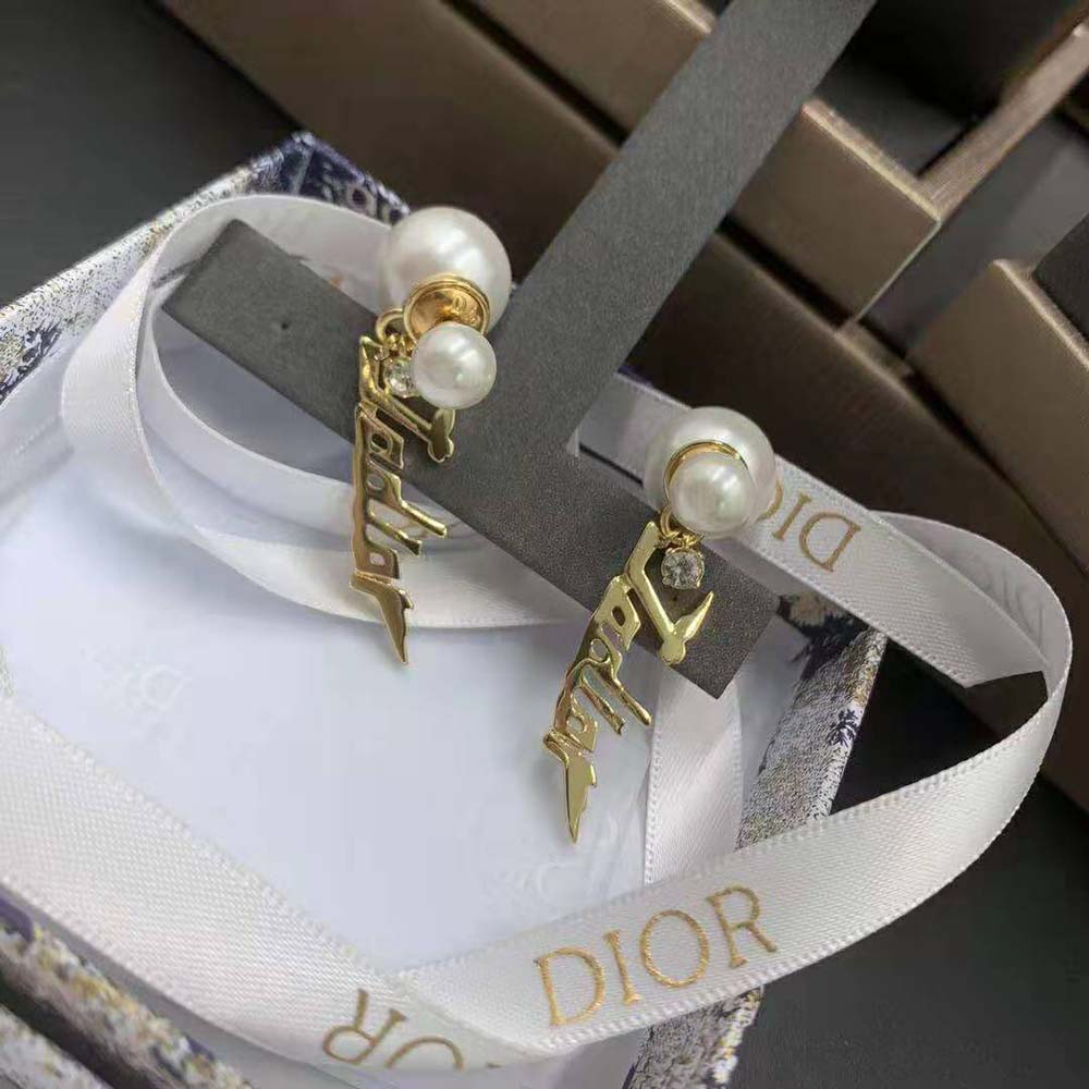 Dior Women Tribales Earrings Gold-Finish Metal and White Resin Pearls - image 9
