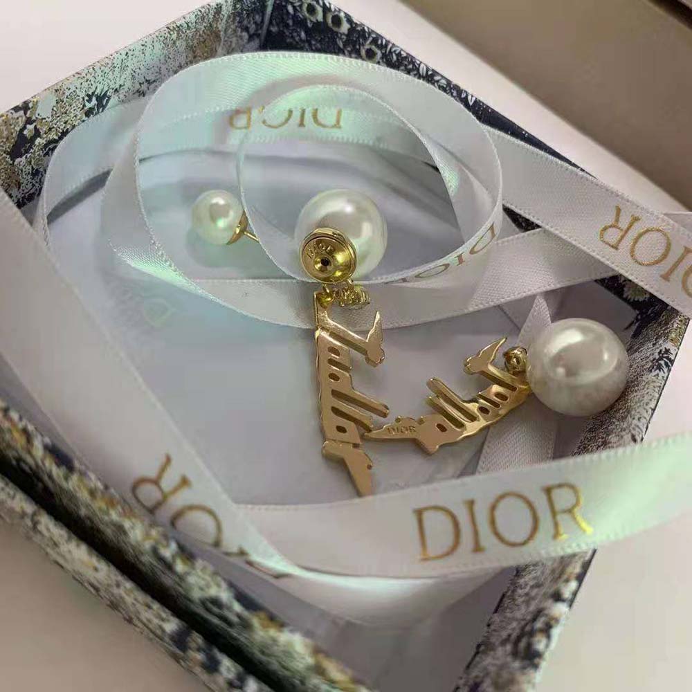 Dior Women Tribales Earrings Gold-Finish Metal and White Resin Pearls - image 8
