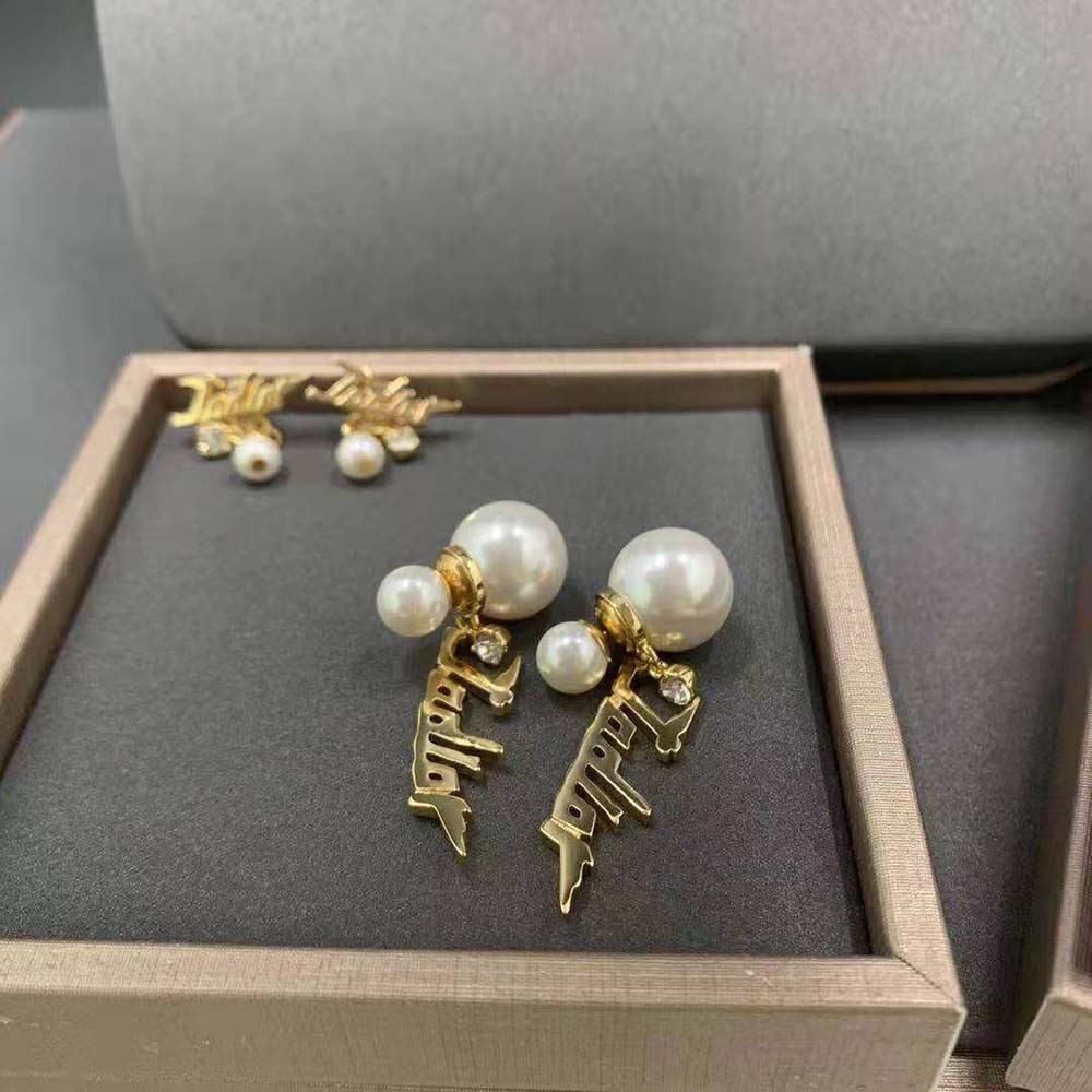 Dior Women Tribales Earrings Gold-Finish Metal and White Resin Pearls - image 7