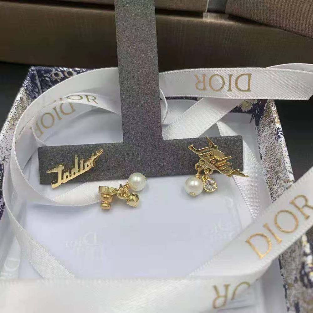 Dior Women Tribales Earrings Gold-Finish Metal and White Resin Pearls - image 6