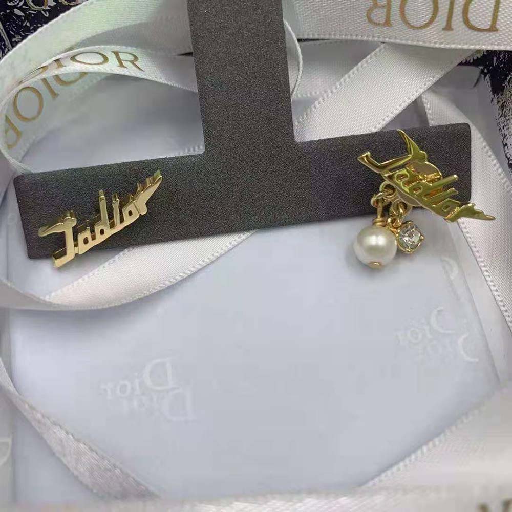 Dior Women Tribales Earrings Gold-Finish Metal and White Resin Pearls - image 5