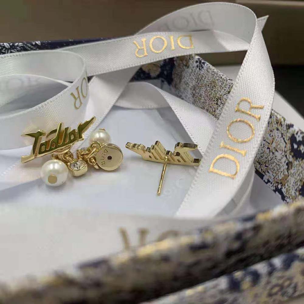 Dior Women Tribales Earrings Gold-Finish Metal and White Resin Pearls - image 4