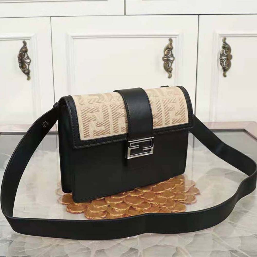 Fendi Men Flat Baguette Leather Bag-Black - image 3