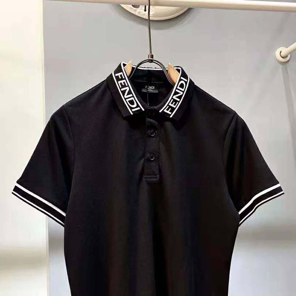 Fendi Men Polo Shirt Black Pique Sweater - image 4