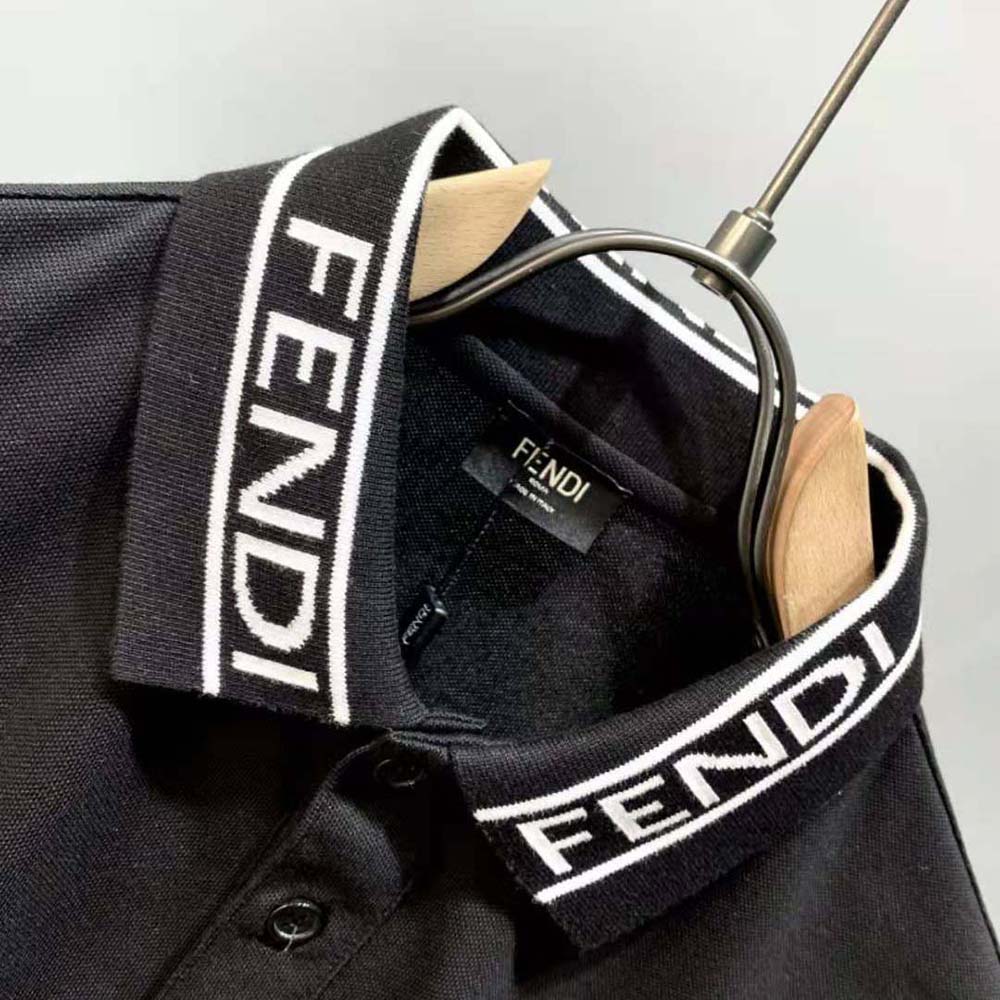 Fendi Men Polo Shirt Black Pique Sweater - image 5