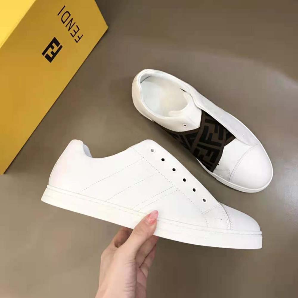 Fendi Men Sneakers White Leather Slip-ons - image 5