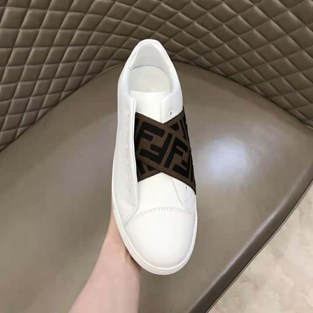 Fendi Men Sneakers White Leather Slip-ons - image 9