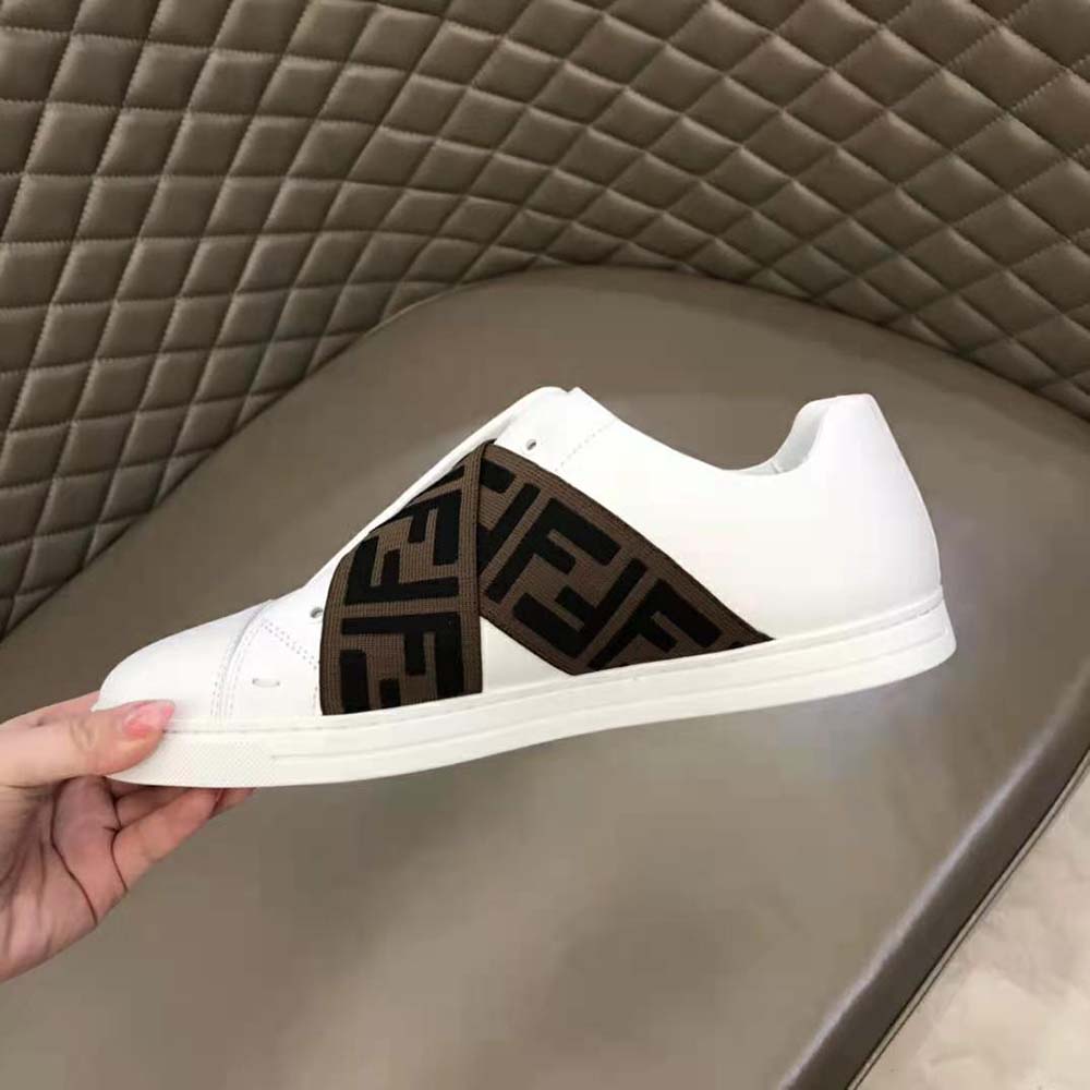 Fendi Men Sneakers White Leather Slip-ons - image 8