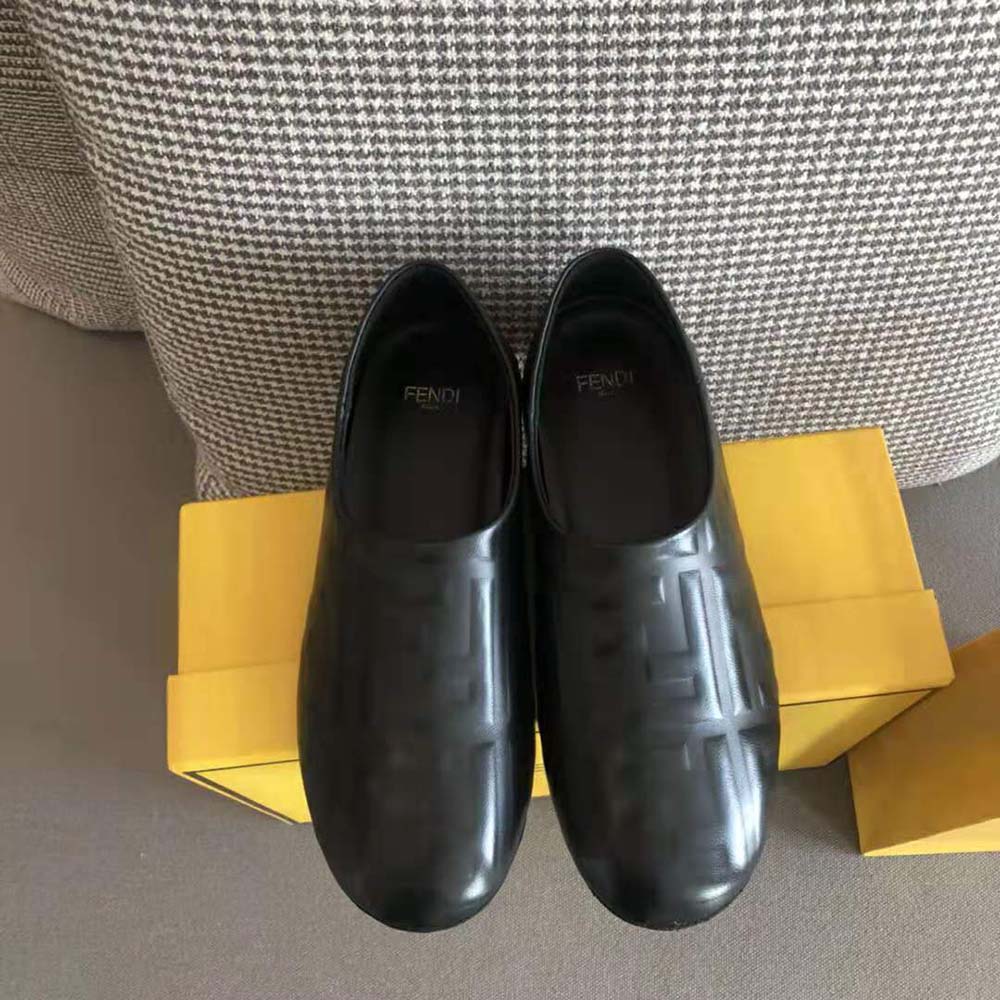 Fendi Unisex Signature Black Nappa Leather Slippers - image 5