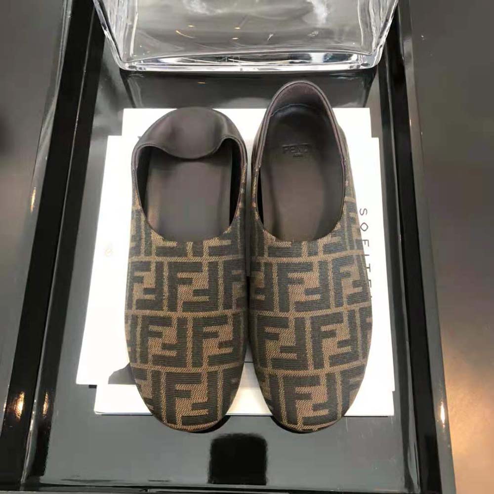 Fendi Unisex Signature Brown Fabric Slippers - image 9