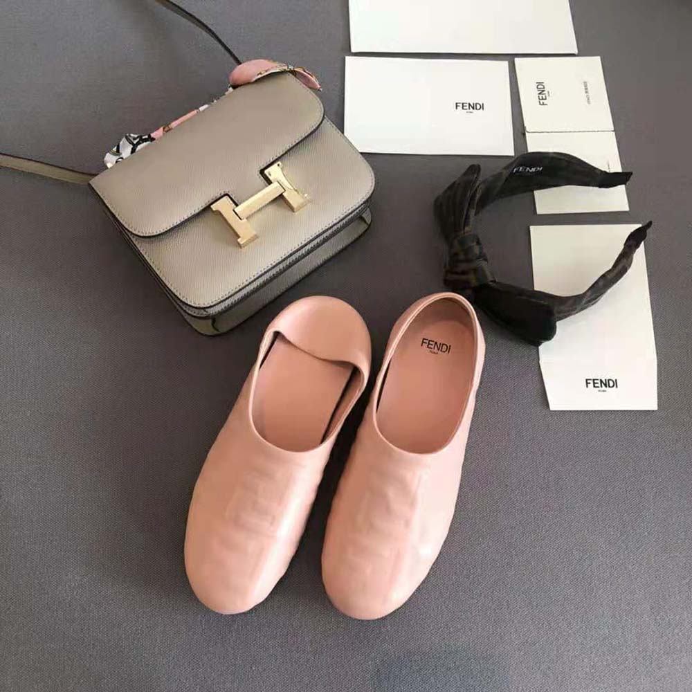 Fendi Unisex Signature Pink Nappa Leather Slippers - image 4