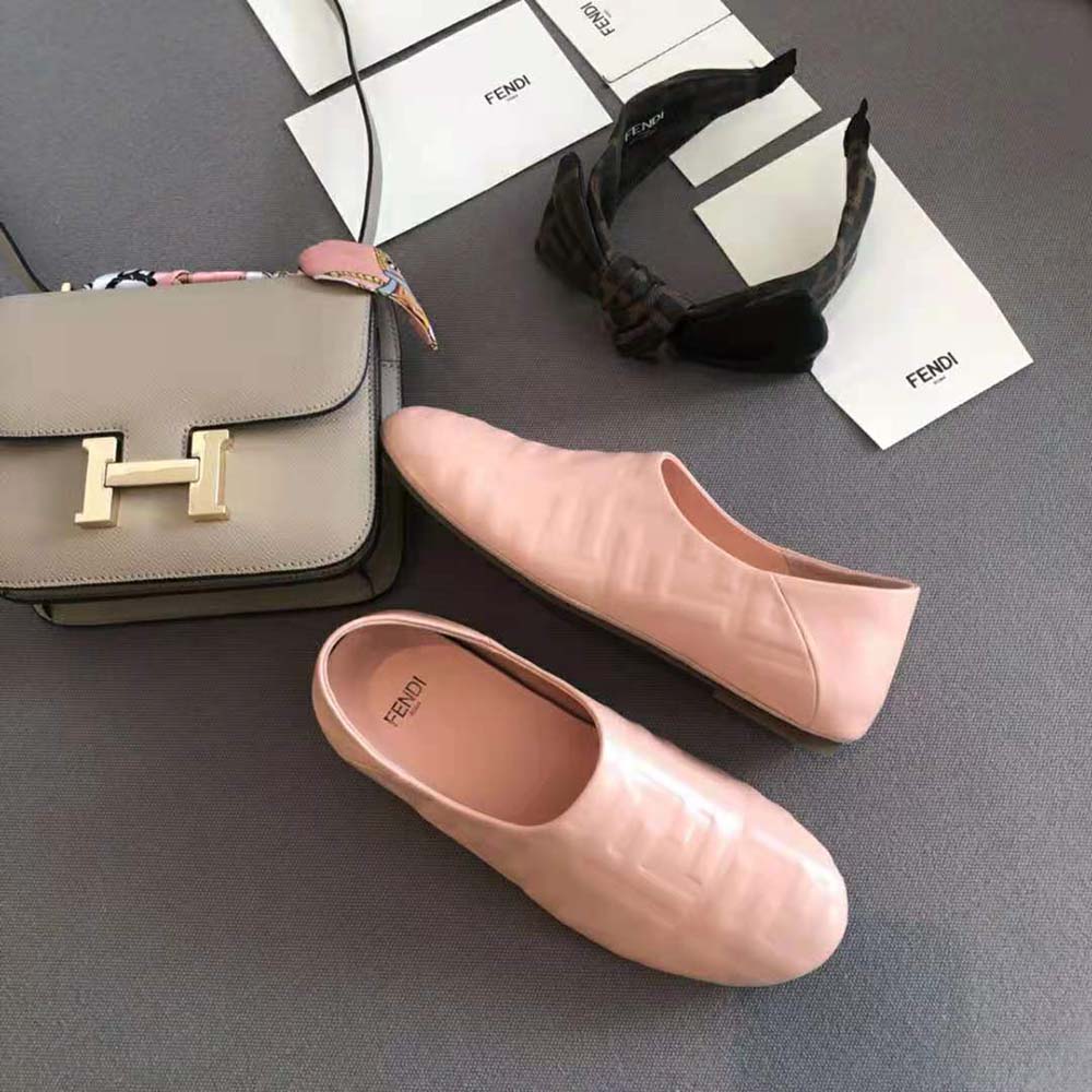 Fendi Unisex Signature Pink Nappa Leather Slippers - image 5