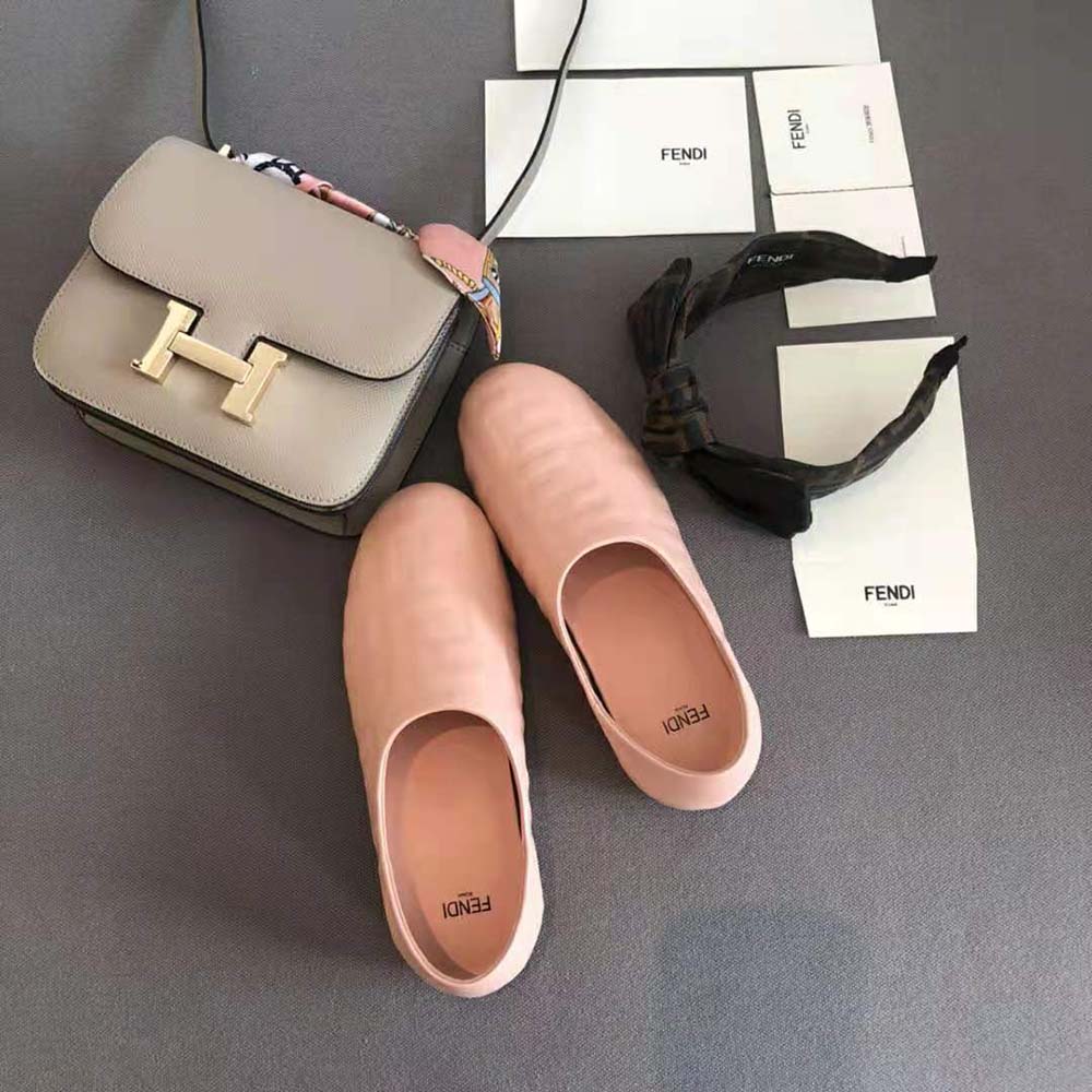 Fendi Unisex Signature Pink Nappa Leather Slippers - image 6