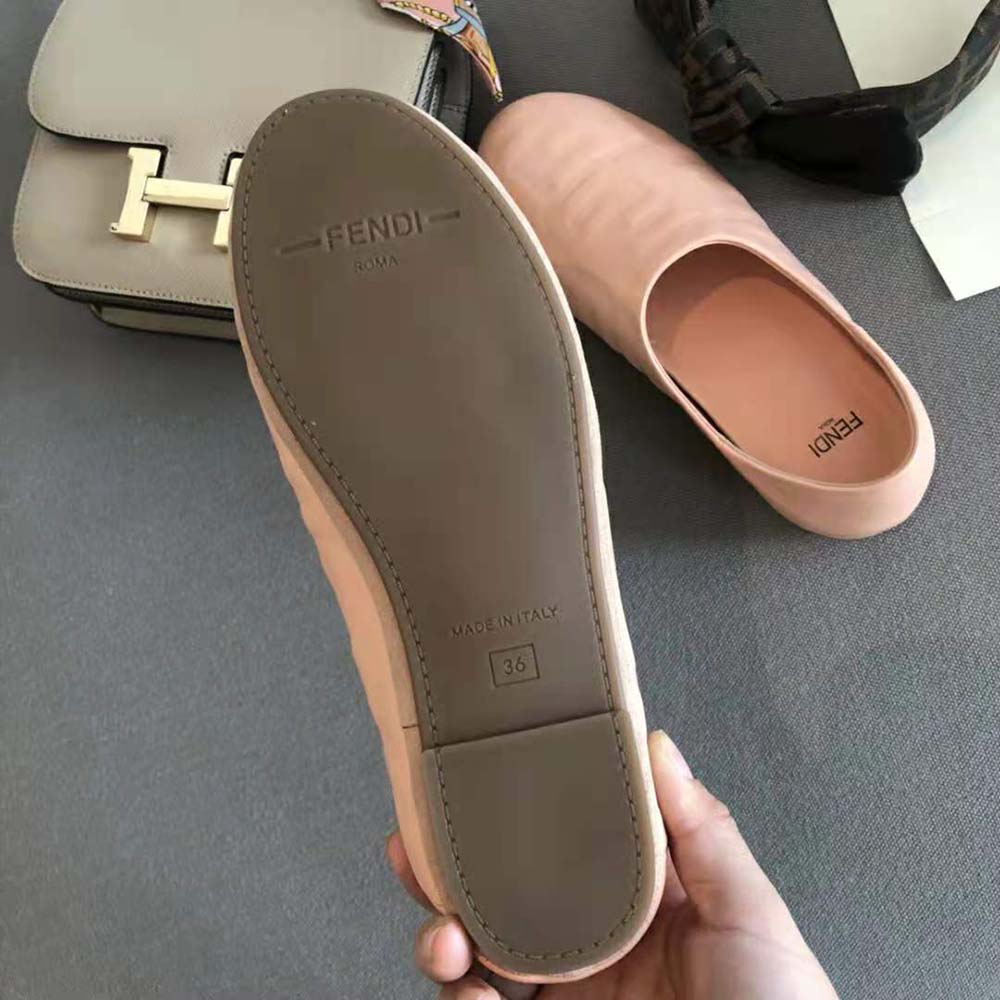 Fendi Unisex Signature Pink Nappa Leather Slippers - image 8