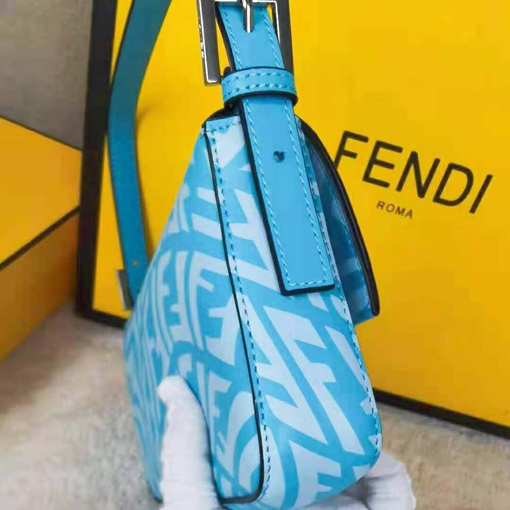 Fendi Women Baguette 1997 Blue Glazed Canvas Bag - image 7