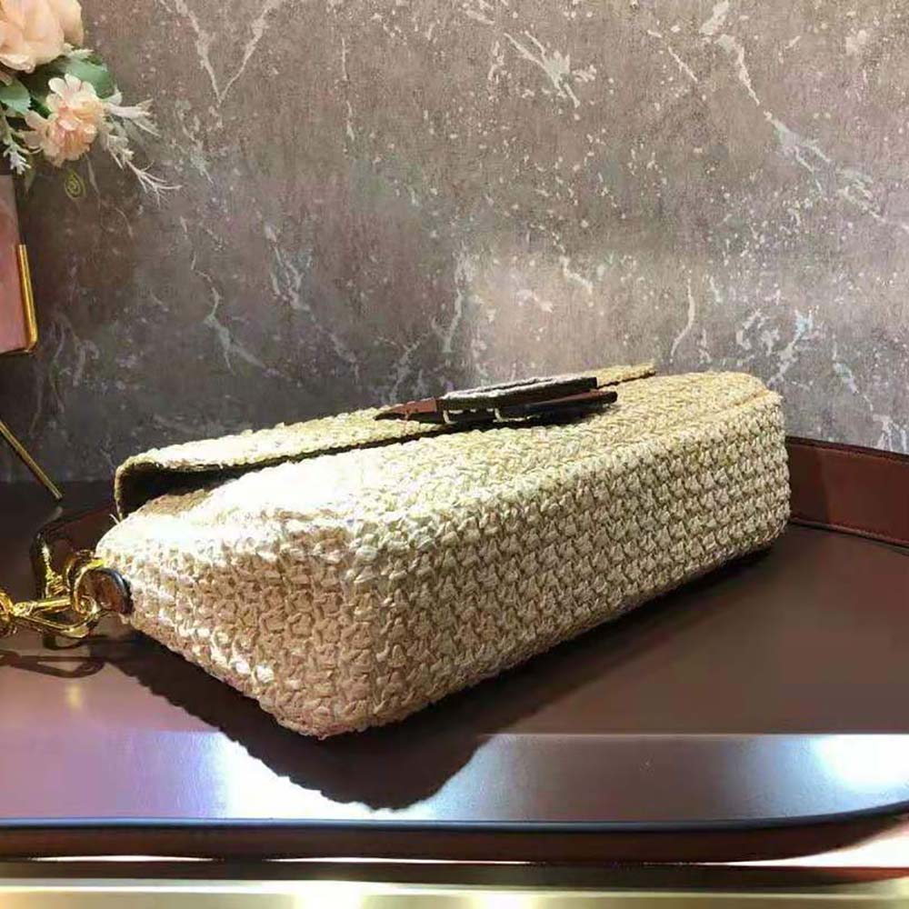 Fendi Women Baguette Woven Straw Bag-Beige - image 5