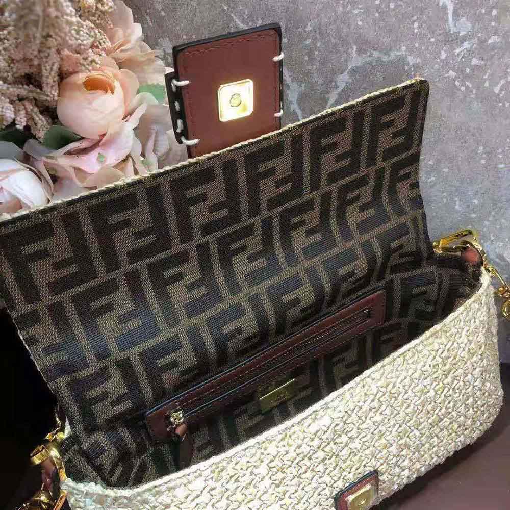 Fendi Women Baguette Woven Straw Bag-Beige - image 8