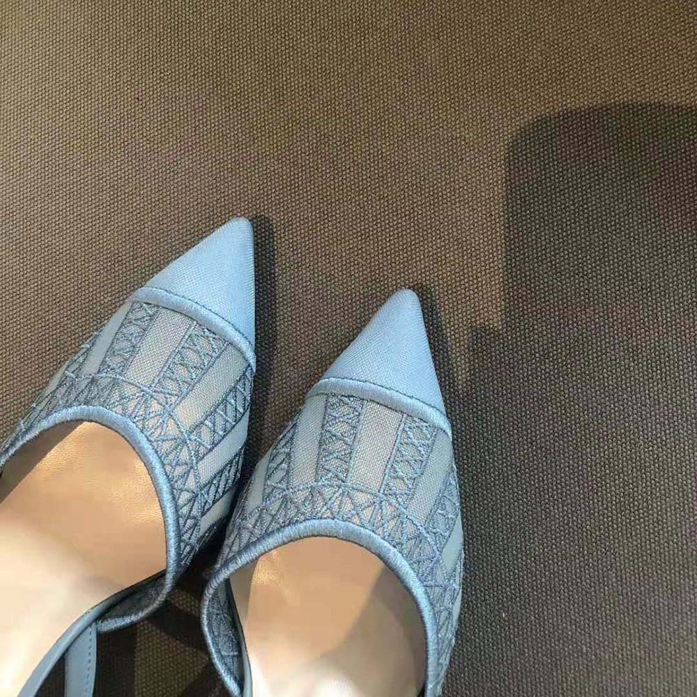 Fendi Women Colibri Lite Light Blue Micromesh High-heeled Slingbacks - image 9