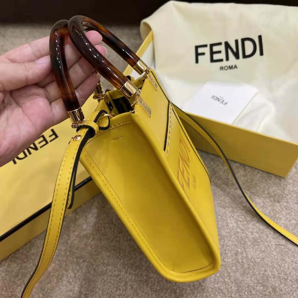 Fendi Women Mini Sunshine Shopper Leather Mini-Bag-Yellow - image 4