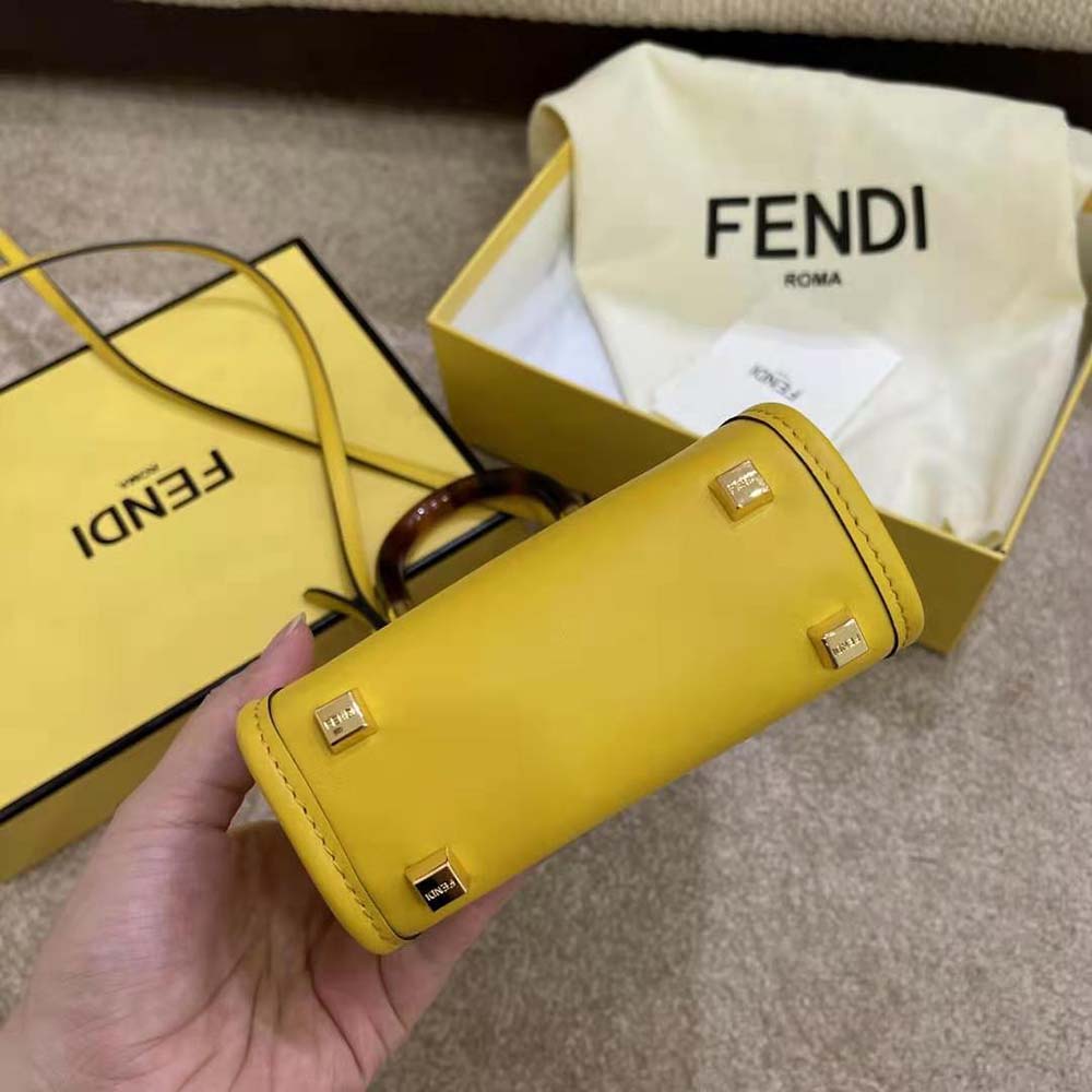 Fendi Women Mini Sunshine Shopper Leather Mini-Bag-Yellow - image 5