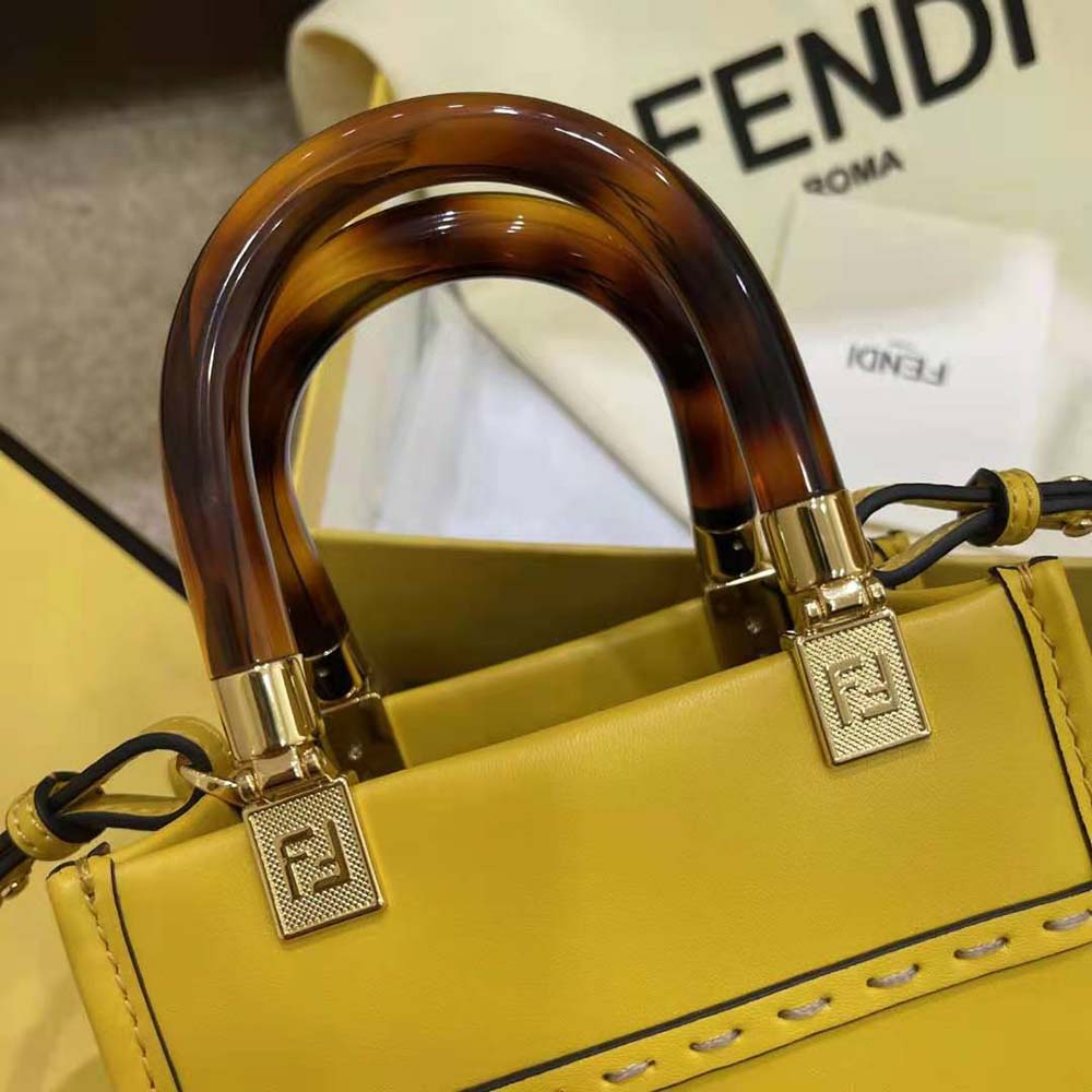 Fendi Women Mini Sunshine Shopper Leather Mini-Bag-Yellow - image 8
