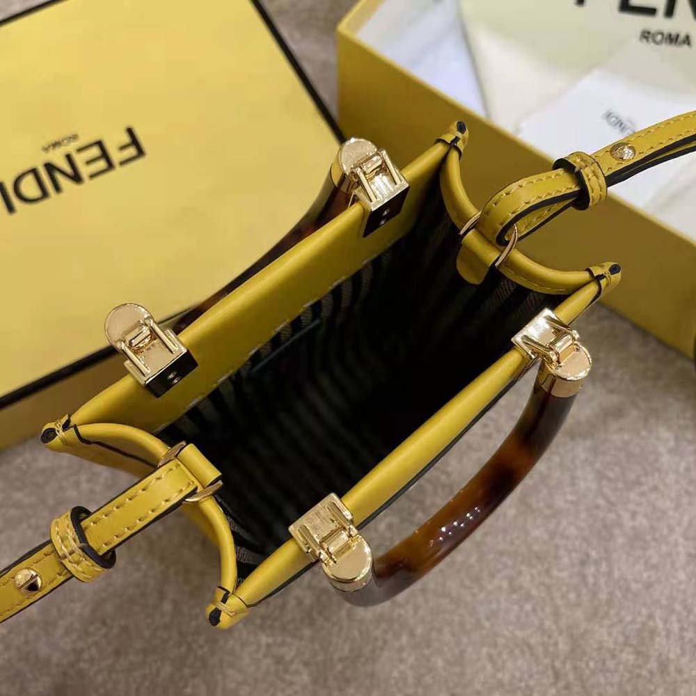 Fendi Women Mini Sunshine Shopper Leather Mini-Bag-Yellow - image 7