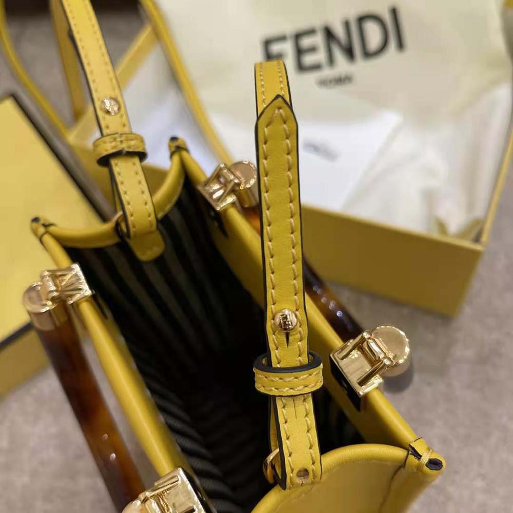 Fendi Women Mini Sunshine Shopper Leather Mini-Bag-Yellow - image 6