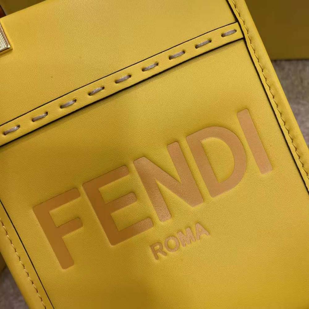Fendi Women Mini Sunshine Shopper Leather Mini-Bag-Yellow - image 9