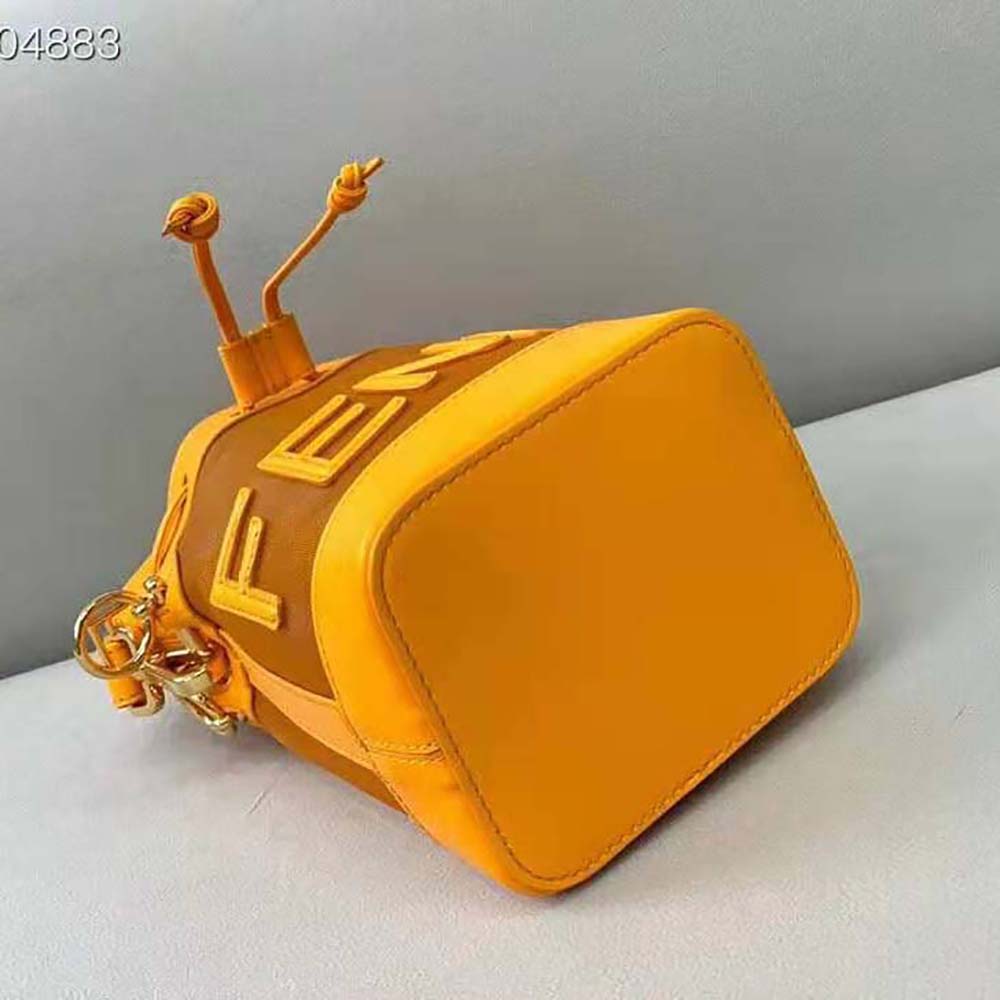 Fendi Women Mon Tresor Leather and Mesh Mini-bag-Orange - image 4