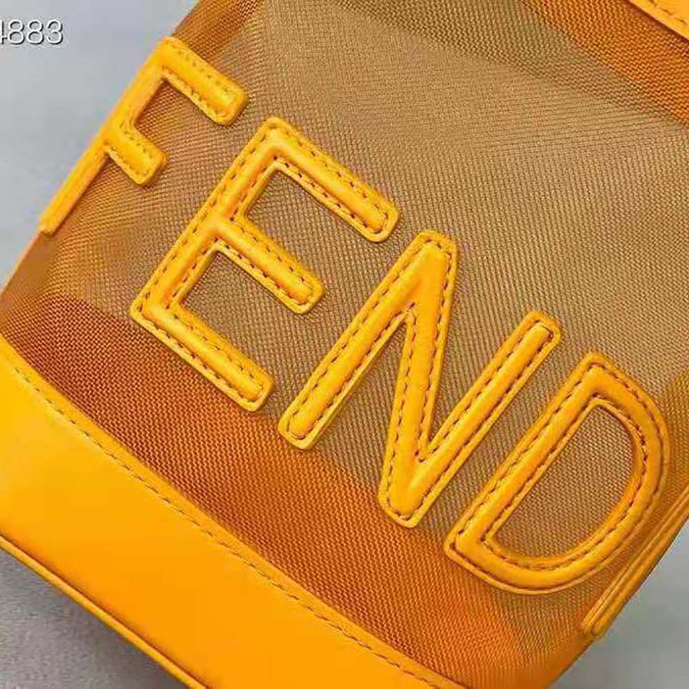Fendi Women Mon Tresor Leather and Mesh Mini-bag-Orange - image 9