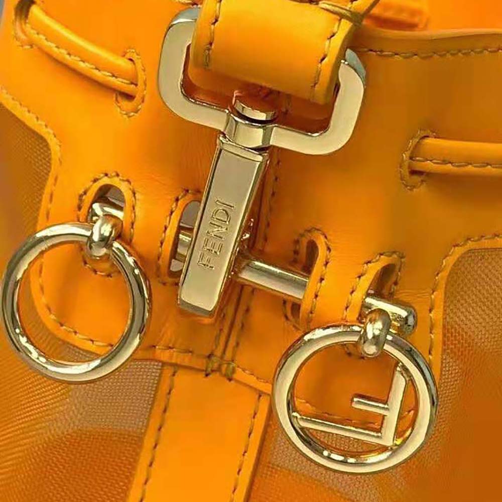 Fendi Women Mon Tresor Leather and Mesh Mini-bag-Orange - image 8