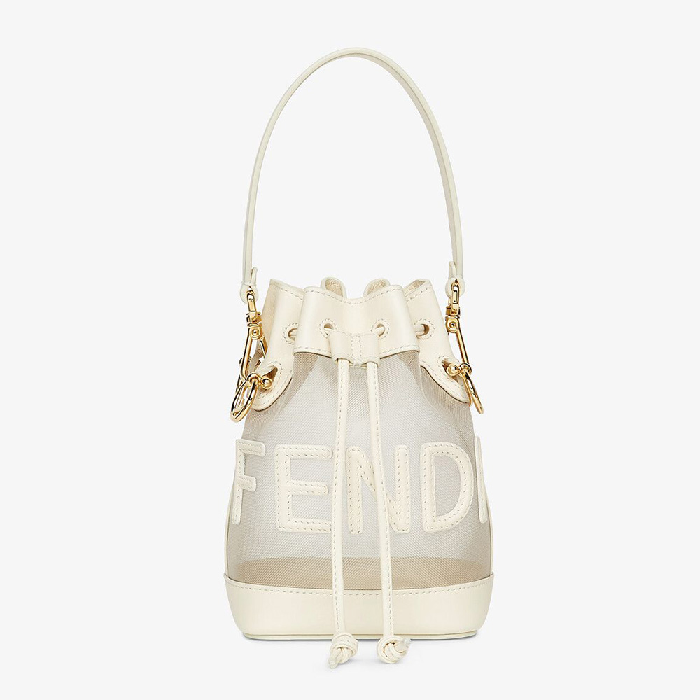 Fendi Women Mon Tresor Leather and Mesh Mini-bag-White - image 1