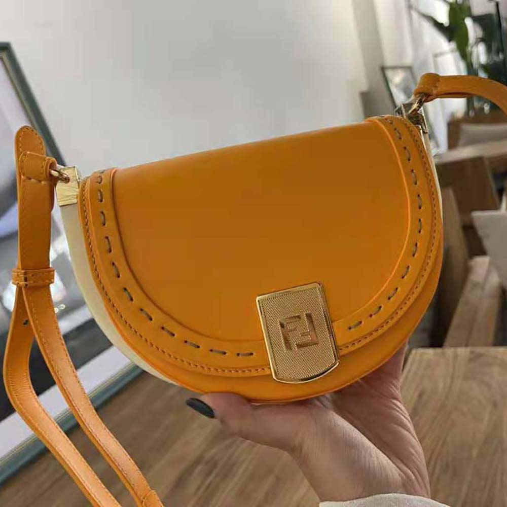 Fendi Women Moonlight Orange Leather Bag - image 5