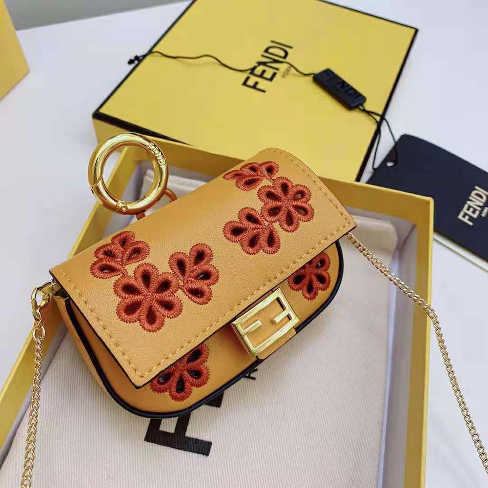 Fendi Women Nano Baguette Charm Orange Nappa Leather - image 6