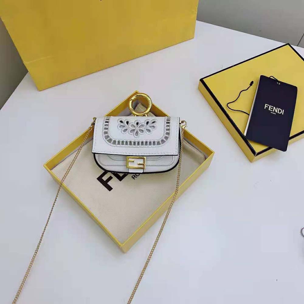 Close-up of gold hardware on Fendi Women Nano Baguette Charm