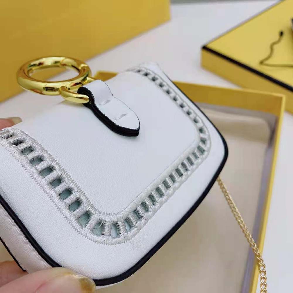 Fendi Women Nano Baguette Charm White Leather - image 8
