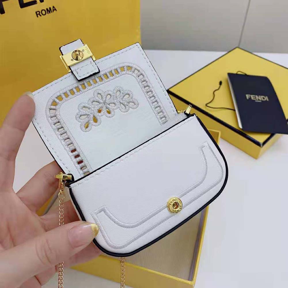 Fendi Women Nano Baguette Charm White Leather - image 7