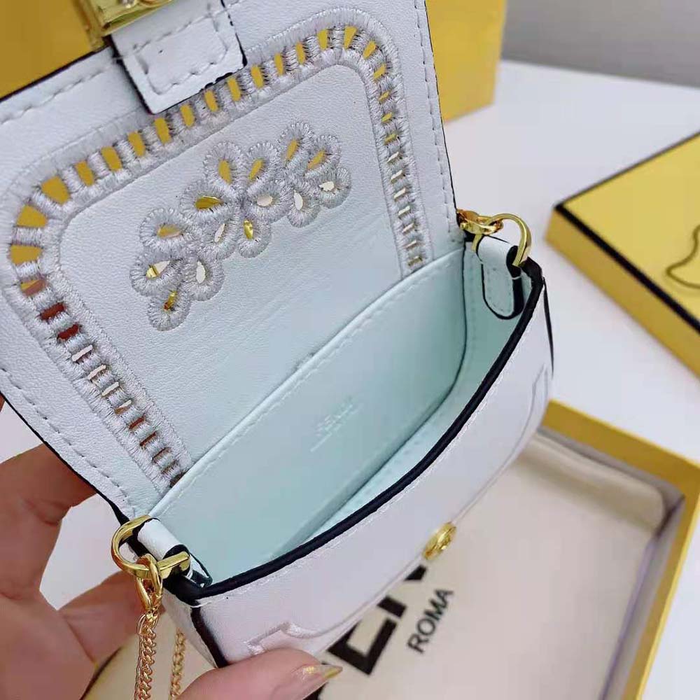 Fendi Women Nano Baguette Charm White Leather - image 6