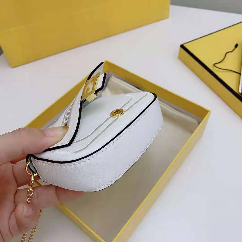 Fendi Women Nano Baguette Charm White Leather - image 5